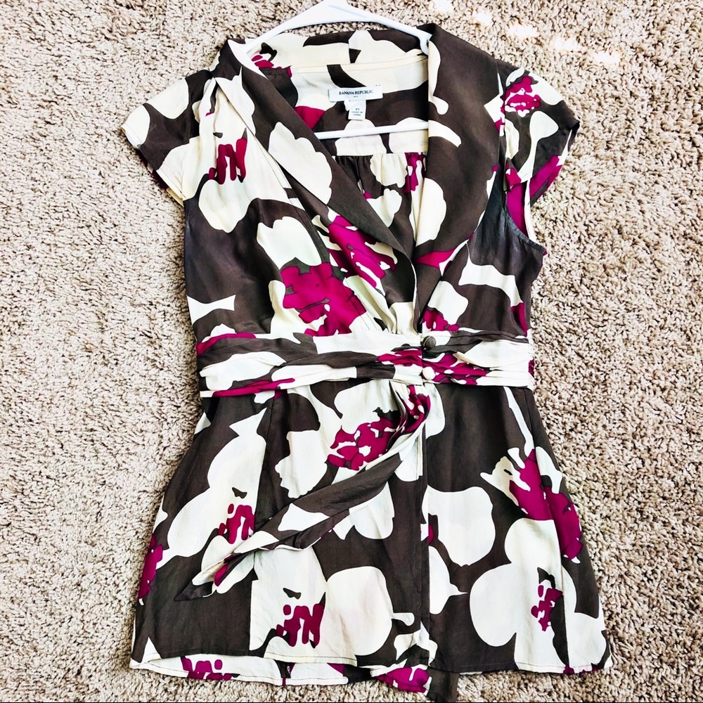 Silk Wrap Style Top with Side buttons